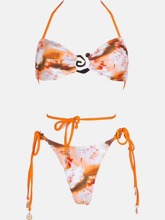 Decoro Set Bikini 3 Stücke Blumen Orange