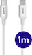 Buddi Flex USB 2.0 Cable USB-C Male - USB-C 100W White 1m