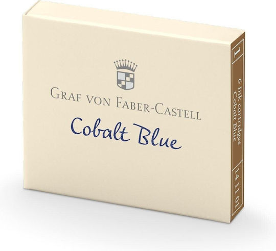 Faber-Castell 6 Ανταλλακτικά Μελάνια για Στυλό Μπλε