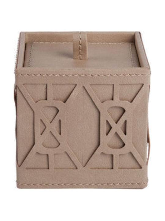 Espiel Plastic Storage Box with Lid Beige 9x9x9cm