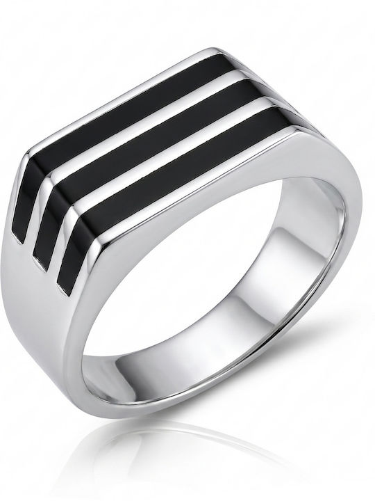 Kiriakos Gofas Men's Ring with Stones and Enamel from Silver
