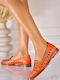 Leder Damen Mokassins in Orange Farbe