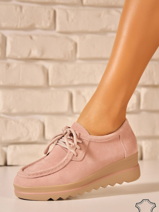 Leder Damen Mokassins in Rosa Farbe