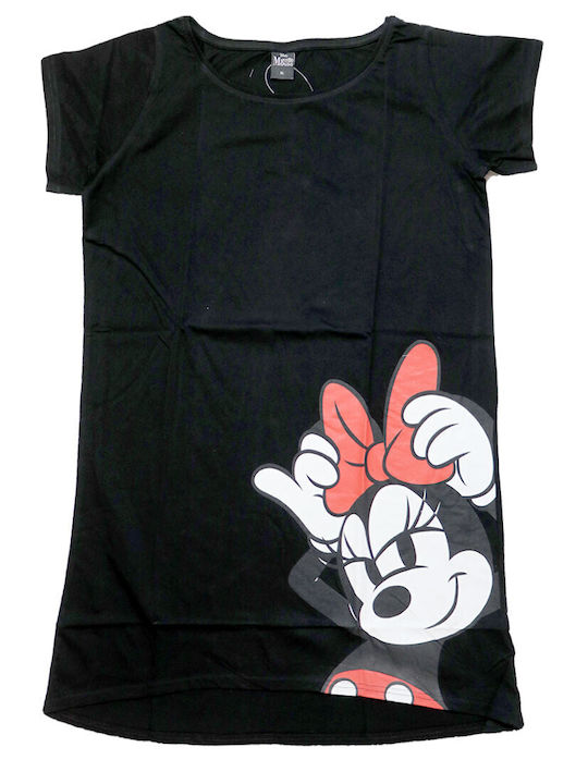 Disney Summer Cotton Women's Black Nightgown Minnie Mouse