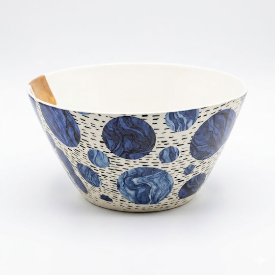 Lalos Wooden Salad Bowl Blue 24.5x12cm 2021-MP