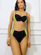 Sportliches Bikini-Set Push-Up Shorts Hohe Taille Schwarz