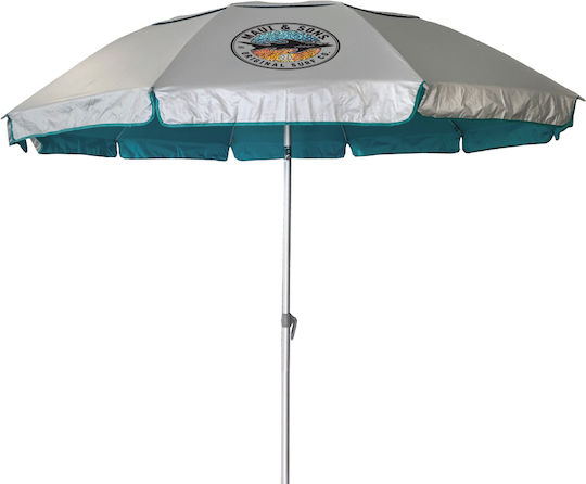 Maui & Sons WindGuard Faltbarer Strandsonnenschirm aus Aluminium mit Durchmesser 2,2 m, UV-Schutz und Strand Sonnenschirm Petrol mit Doppelstreben (verstärkt)