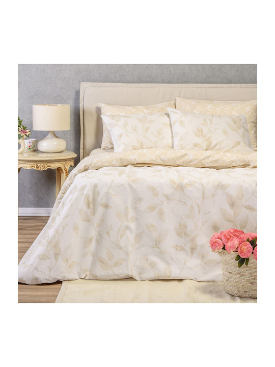 Melinen Baumwolle Bettbezug Übergröße 225x245 Spring Beige