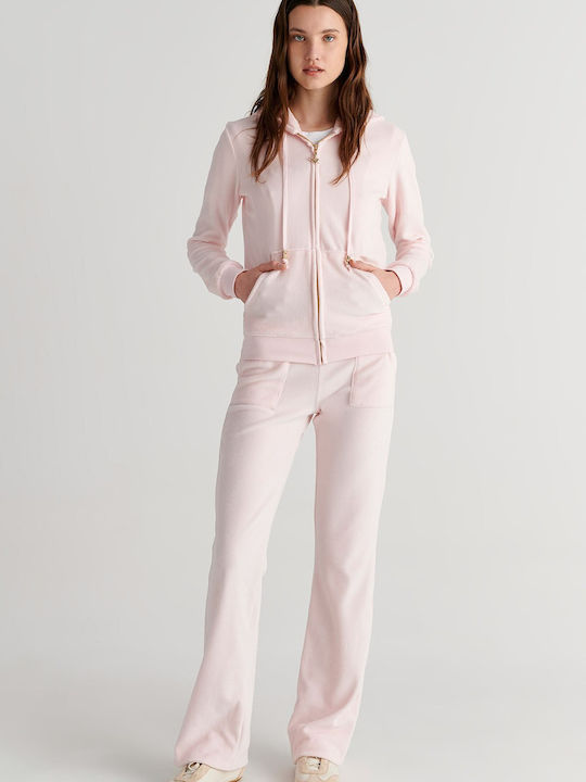 SugarFree Flared Velvet Sweatpants Pink