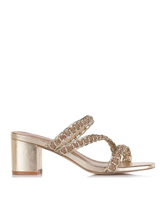 Seven Mules with Heel in Rose Gold Colour
