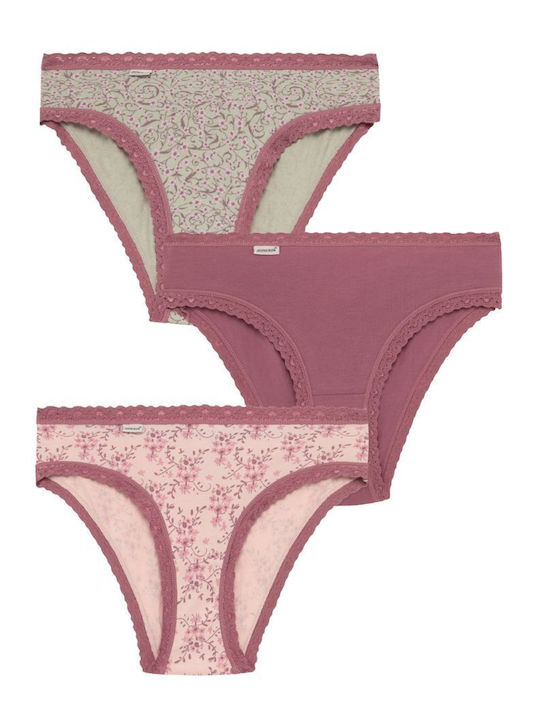 Cotton Women's Briefs 3Pack With Lace Pink Combo