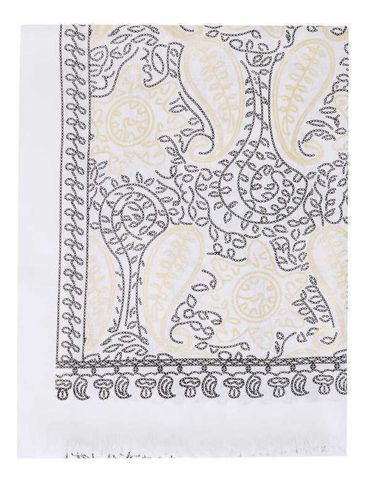 Celestino Women's Shawl Metallic Details White