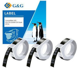 G&G Set 3 Pieces 3D Embossed Black Tape 9 mm x 3 m