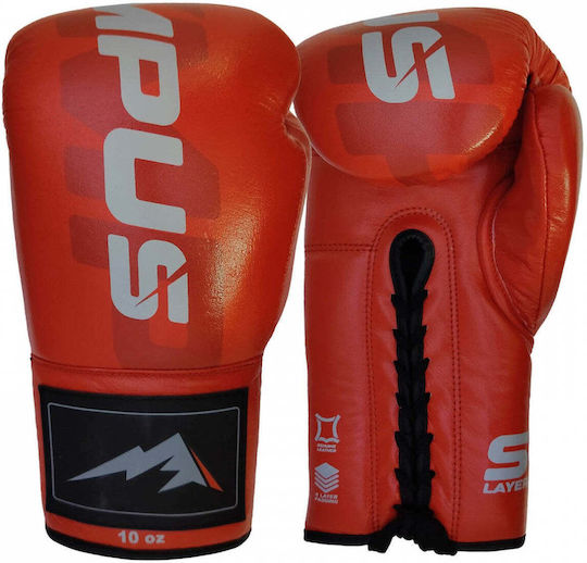 Olympus Sport Leather Boxing Gloves for Competition Red