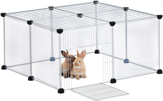 Relaxdays Tarcuri Pentru Animale Mici 12 Piese Transparente Negre Albe 37x75x75 Cm