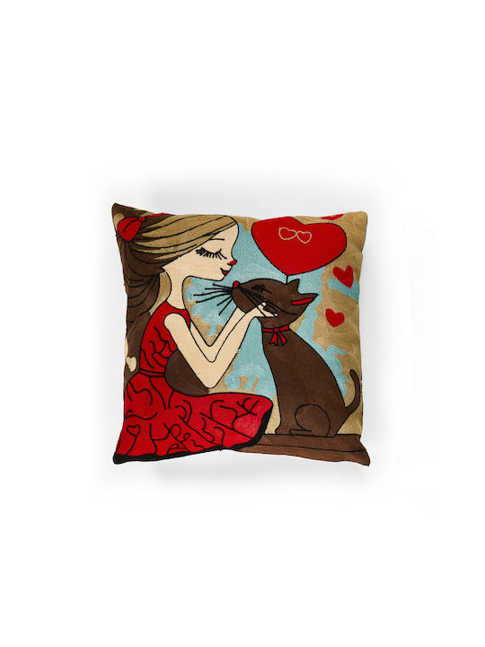 Whitegg Decorative Pillow Case A145 From 100% Cotton Brown 45x45cm