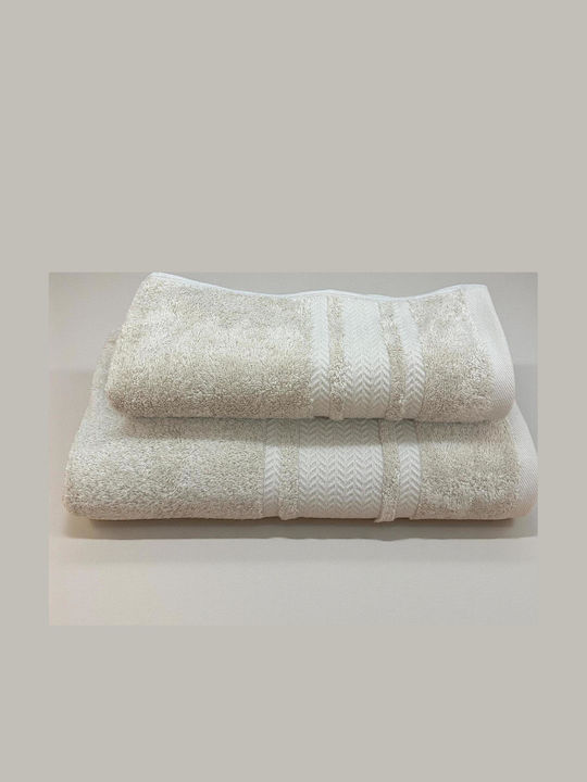 Linea Home Πετσέτα Προσώπου Pied 50x90εκ. Μπεζ Βάρους 480gr/m²