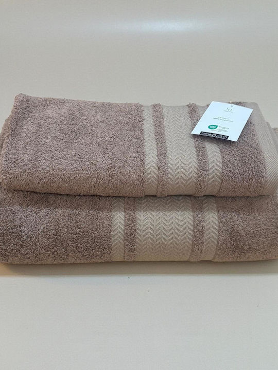 Linea Home Πετσέτα Προσώπου Pied 50x90εκ. Καφέ Βάρους 480gr/m²