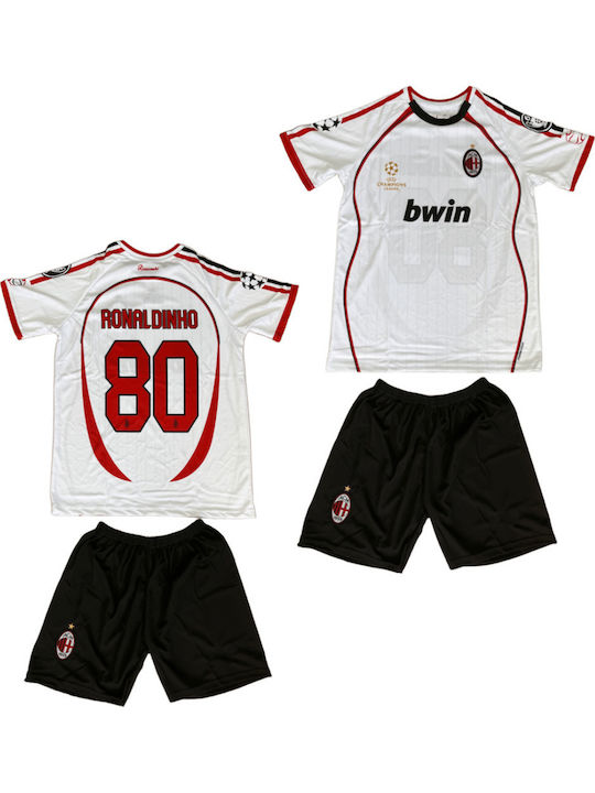 Kids Football Set Ronaldinho Milan 2006-2007 Champions League White Balón De Oro Unisex White Ab8105