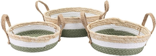 Set Dekorative Körbe Korbweide mit Griffen Beiges 3Stücke