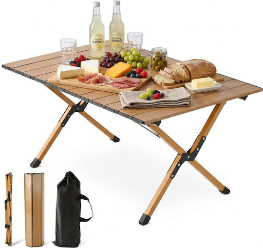 Relaxdays Tabel Oțel pentru Camping Pliabil 44x90x60cm Maro
