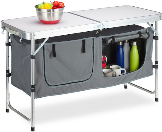 Relaxdays Aluminum Table for Camping Folding 70x47x120cm Silver