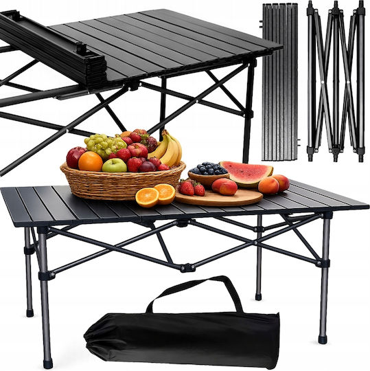 Τραπέζι Αλουμινίου για Camping Πτυσσόμενο 95x55x50cm Μαύρο