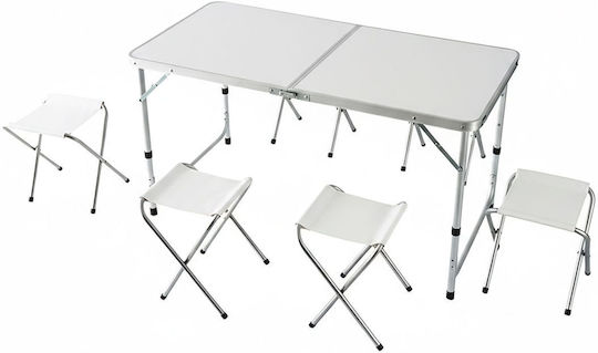 Relaxdays Relaxdays Campingmöbel Tischset aus Aluminium für Camping 71x120x60cm Weiß