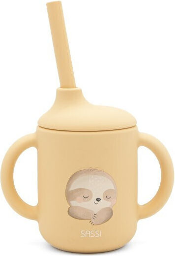 Sassi Junior Toddler Cup with Handles and Straw Silicone Yellow for 6m+
