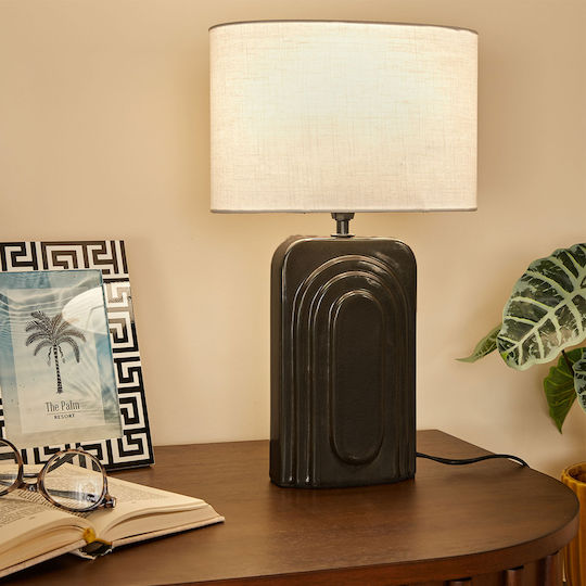 Monia Ceramic Table Lamp for E14 Fitting with Black Shade and Base