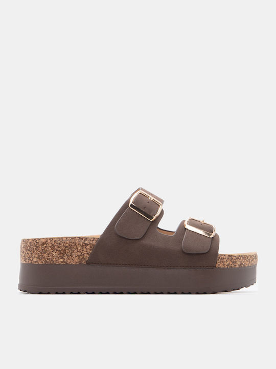 Luigi Γυναικεία Σανδάλια Flatforms Καφέ