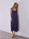 Celestino Damenkleid Maxi Baumwollig Loose Fit Dunkelblau