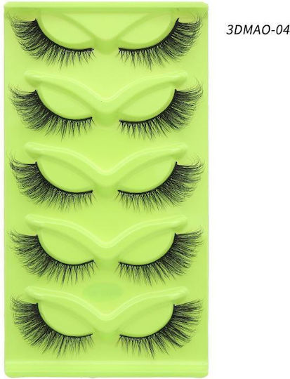 5 Pairs Set Green False Lashes Fox Eye Type Voluminous Realistic Fox Eye Shape Curly Curls Specification 3dmao-04