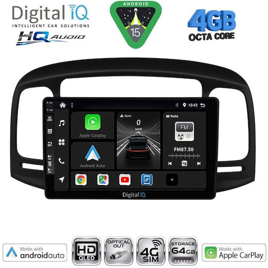 Digital IQ Car Audio System for Hyundai Accent 2005-2012 (Bluetooth/USB/WiFi/GPS/Apple CarPlay/Android Auto) with 9" Touch Screen