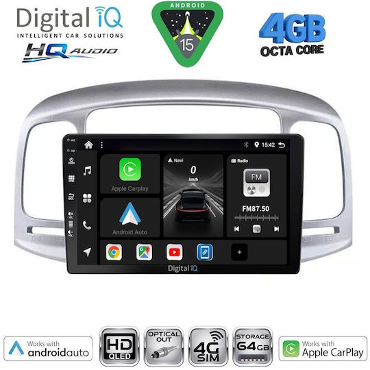 Digital IQ Ηχοσύστημα Αυτοκινήτου για Hyundai Accent 2005-2012 (Bluetooth/USB/WiFi/GPS/Apple-Carplay/Android-Auto) με Οθόνη Αφής 9"