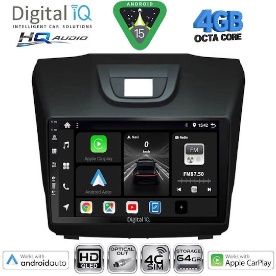 Digital IQ Auto-Audiosystem Isuzu D-Max 2012-2020 Bluetooth USB Eingebautes Wi-Fi GPS Apple CarPlay Android Auto mit 9 Zoll Touchscreen