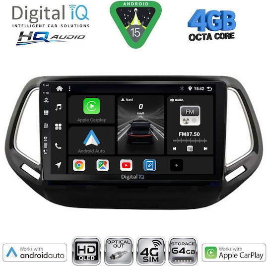 Digital IQ Ηχοσύστημα Αυτοκινήτου για Jeep Compass 2016-2021 (Bluetooth/USB/WiFi/GPS/Apple-Carplay/Android-Auto) με Οθόνη Αφής 10"