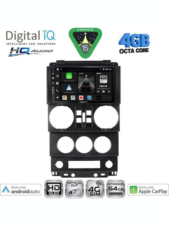 Digital IQ Car Audio System for Jeep Wrangler 2006-2011 Bluetooth USB WiFi GPS Apple CarPlay Android Auto with 9" Touch Screen