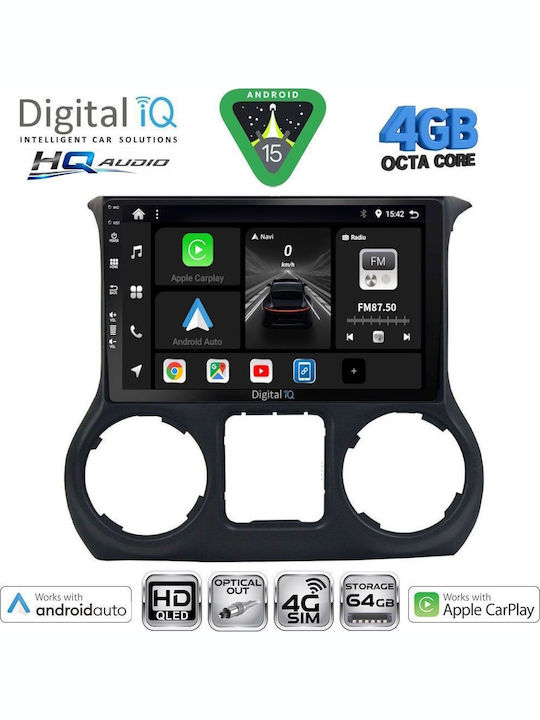 Digital IQ Car Audio System for Jeep Wrangler 2014-2017 (Bluetooth/USB/WiFi/GPS/Apple CarPlay/Android Auto) with 10" Touch Screen