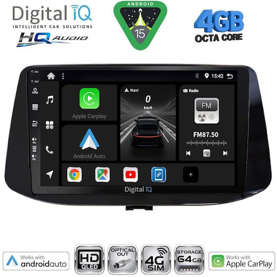 Digital IQ Car Audio System for Hyundai i30 2018 with Touch Screen 9" Digital IQ BXK 19233 CPAA Bluetooth USB Wi-Fi GPS Apple CarPlay Android Auto