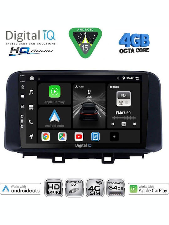 Digital IQ Car Audio System for Hyundai Kona 2017-2023 Bluetooth USB WiFi GPS Apple CarPlay Android Auto with 10" Touch Screen