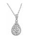 Necklace Silver 925 Rosette Tear Moissanite 6.5mm 1.0ct D