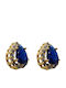 Gatsa Stud Earrings Rosette Made of 14K Gold Blue