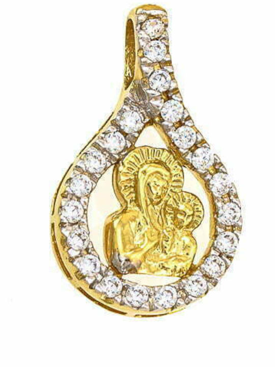 Ioannis Kosmima Pendant Kids Charm with Virgin Mary in 9K Gold MSP-920520Y