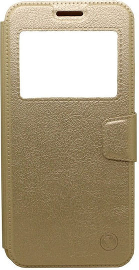 Samsung J5 2016 J510 Flip Open Flipbook Eco-piele Auriu