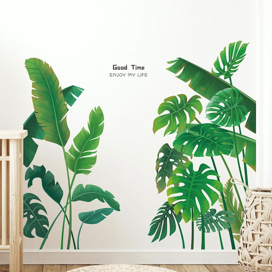 Self-adhesive Pvc Wall Furniture Sticker Kitchen Exotic Plant Leaves Design Size 80 X 77 Cm Original Deals