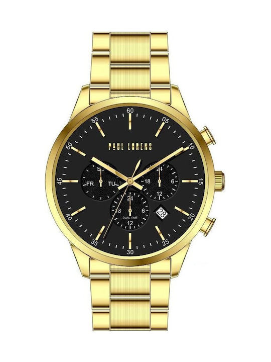 Paul Lorens Мъжки Часовник 42mm На Батерия със Златиста Метална Гривна