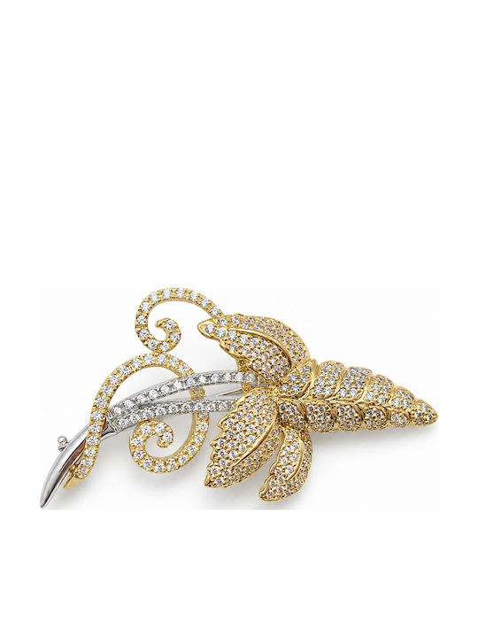 Brosche Blume aus Gold 14K Gelbe