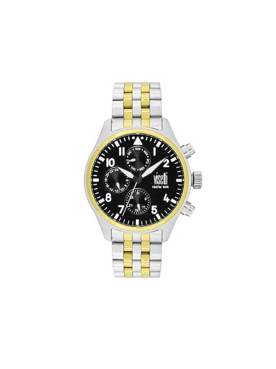Visetti Men's Battery Watch with Silver Metal Bracelet