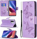 Tel1 Xiaomi Mi 11i Poco F3 Butterflies Embossing Pattern Book Case Purple
